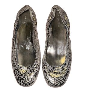Calvin Klein Silver Snakeskin Ballet Flats